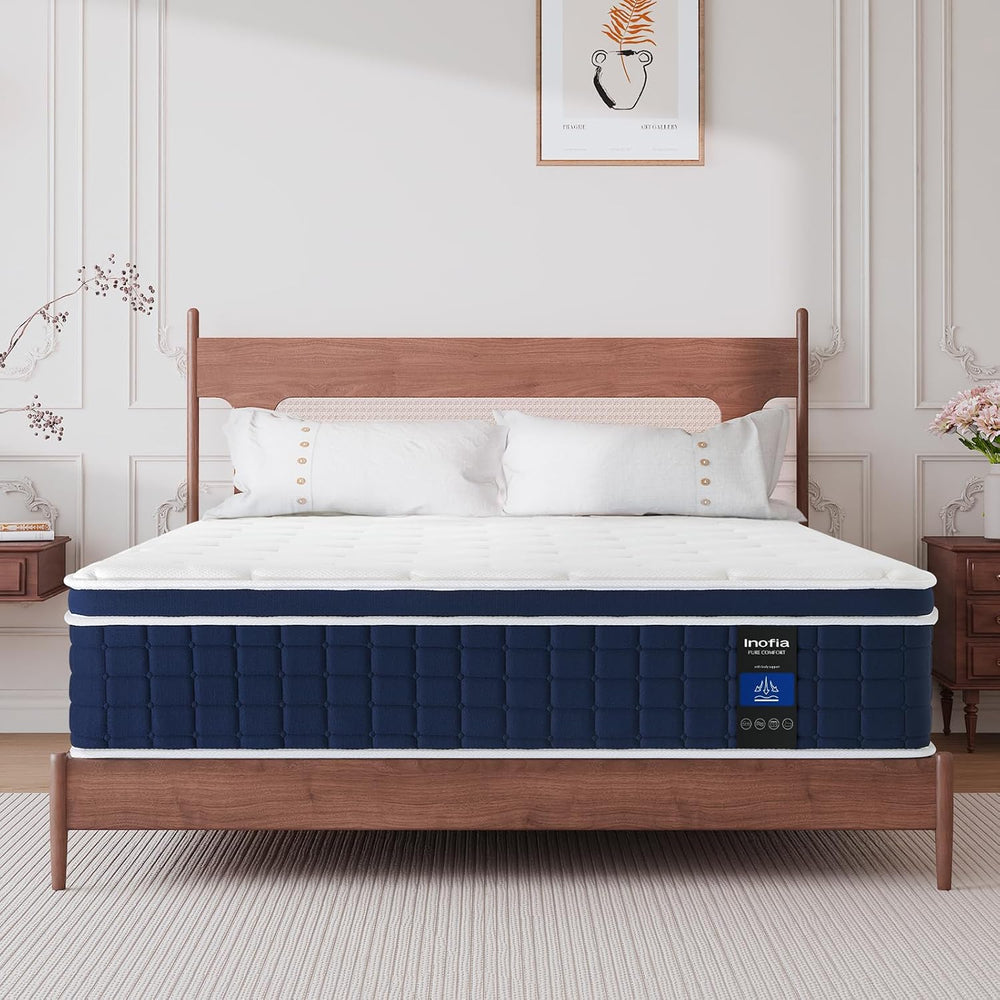 Inofia Ace Hybrid Firm Mattress 140 x 200 cm H4 Firm Mattress with Breathable Memory Foam and Independent Bagged Springs, 7 Ergonomic Zones, Extra Comfort for Adults and Children
