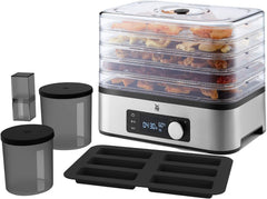 WMF KITCHENminis Dehydrator, 400 W, Stainless Steel, 5 Trays BPA Free, Programmable Dried Fruits, Vegetables, Dehydrated Mushrooms, Cereal Bars, Cromargan 0415250011