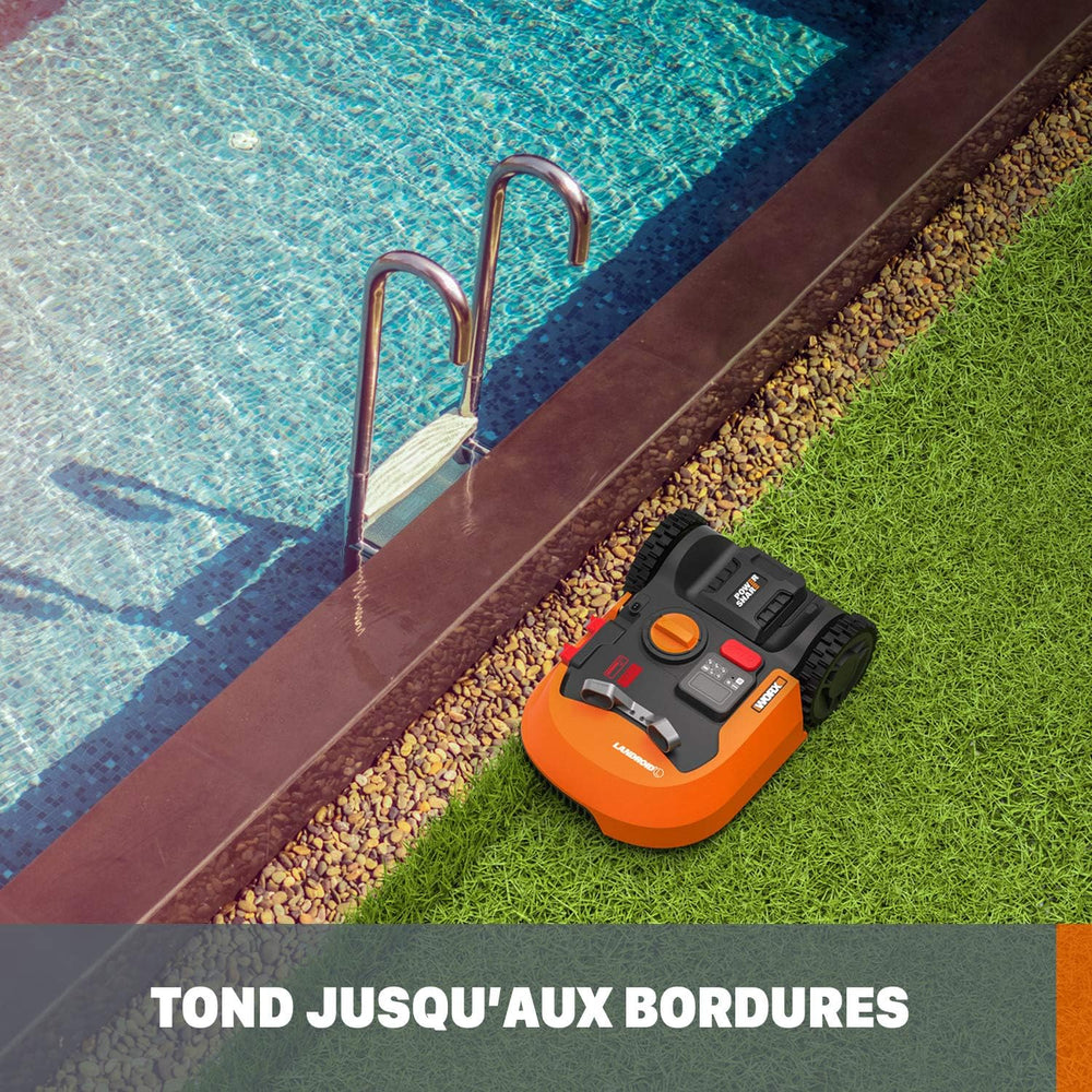 WORX LANDROID Vision WR206E.1, Robot Tondeuse sans Fil périphérique 600 m² Surf.Max 700 m², Installation en 30 Min, Caméra 4K + IA Adaptative, évite Tous Les Obstacles, Coupe des Bordures, Multizone