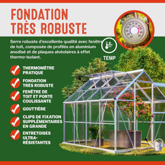 Gardebruk Serre de Jardin en Aluminium 7,63m鲁 abri extrieur pour Plantes lgumes 250x190x195cm avec fen锚tres