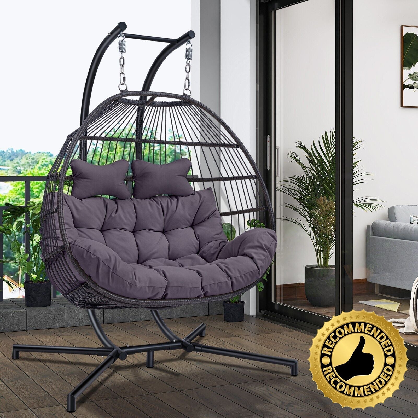 Chaise balançoire avec support,
