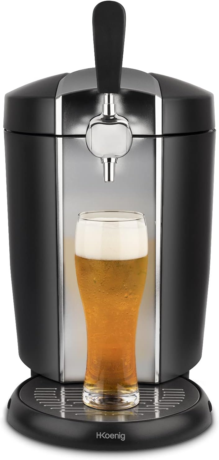 H.Koenig Tireuse à Bière compatible tous Fûts Universels Pressurisés de 5L Inox BW1778, Machine, Pompe, Pression domestique, Professionnelle, Universelle, Refroidissement intégré 4°C