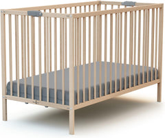 WEBABY - Lit bébé pliant 60x120cm Blanc | Bois massif | Dès la naissance |Confort de sommeil | Sommier à lattes | Compact | Transportable | Pliable |Gain de place | Lit de voyage