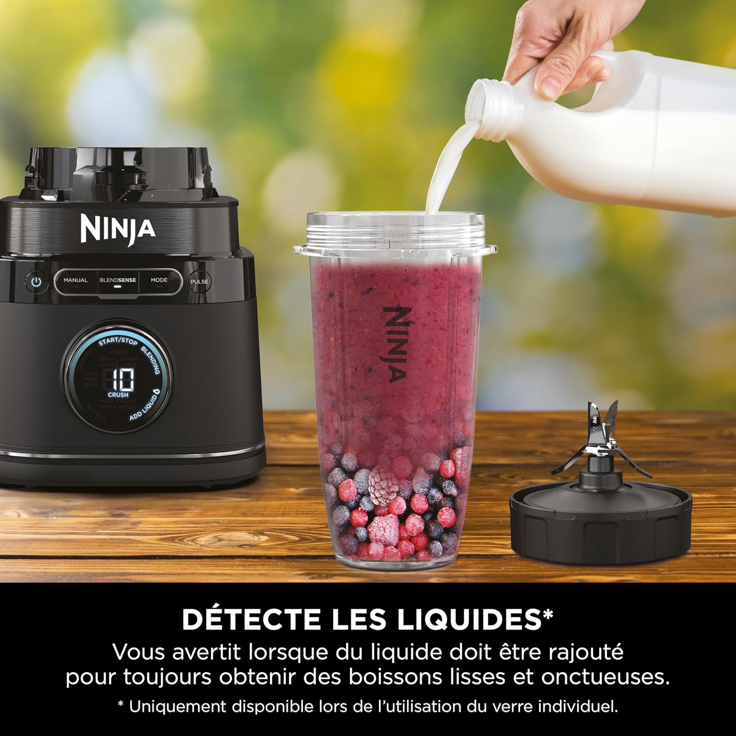 Ninja Detect Power Blender Processor Pro 3-en-1, mixeur 1200W, bol à mélanger, lame malaxeur, gobelet individuel, récipient, pétrir, mixer, hacher et mélanger, noir, TB401EU