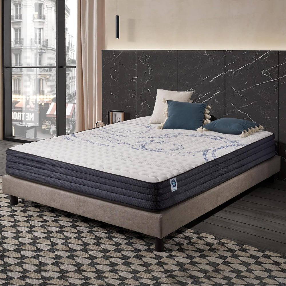 NATURALEX - Matelas PerfectSleep 180x200 - Épais 30 cm - Soutien Mousse à mémoire de Forme - Accueil Blue Latex - Confort Ferme - Respirant - 7 Zones - Réversible - Haute Densité - Fabriqué en Europe