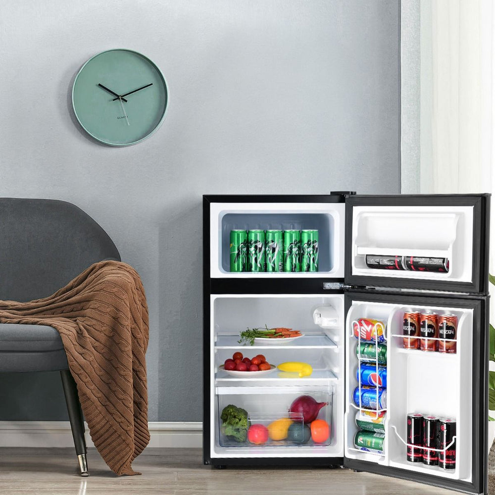 Réfrigérateur Compact Mini-réfrigérateur 90 L Congélateur Séparé avec Design à 2 Portes Fonctionnement Silencieux Blanc/Gris/Noir