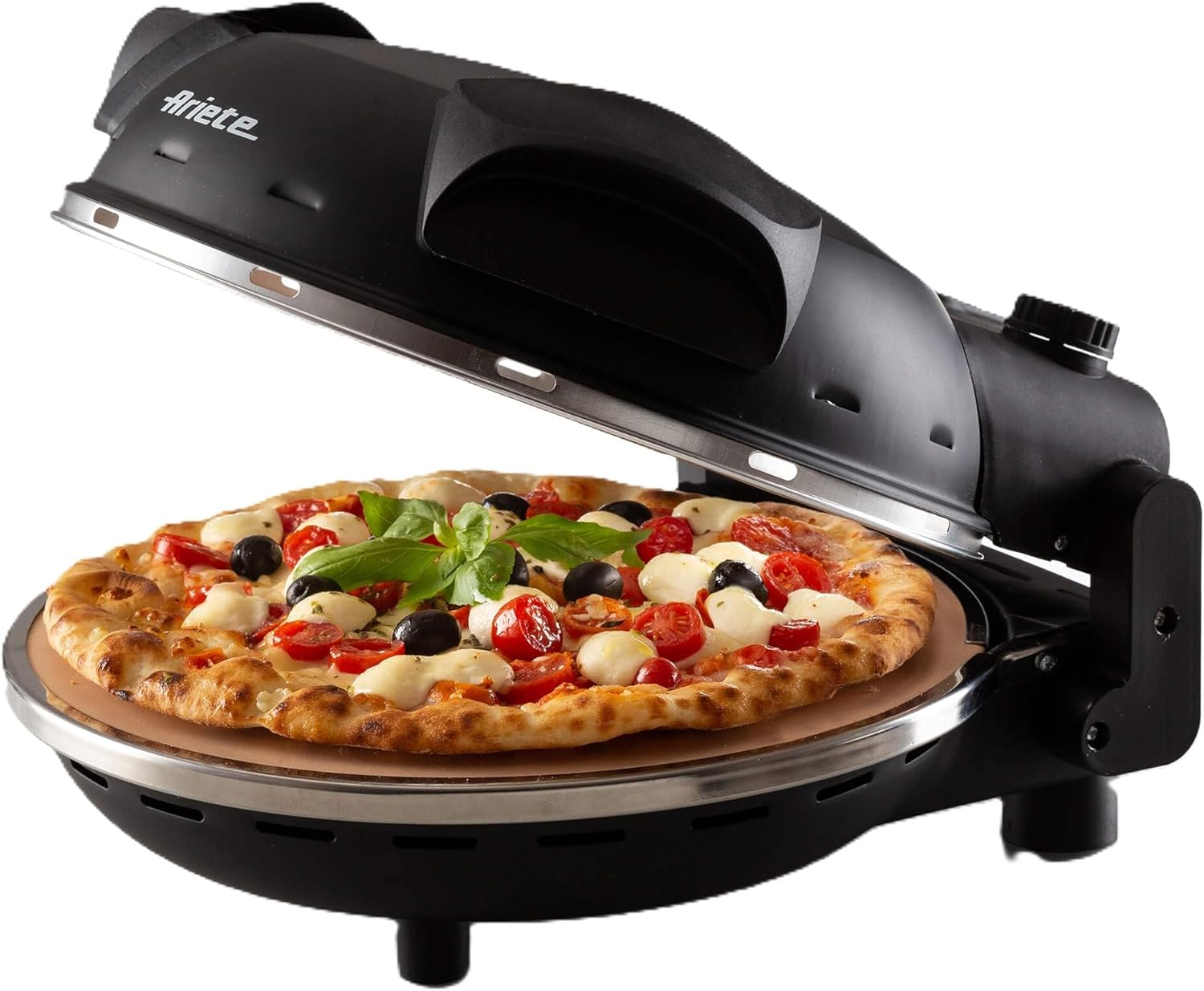 Ariete Pizza Oven 918, Pizza 4 Minutes, 5 Cooking Levels, Refractory Plate for Heating, Wooden Blades Included, Maximum Temperature 400°C, 1200W, White