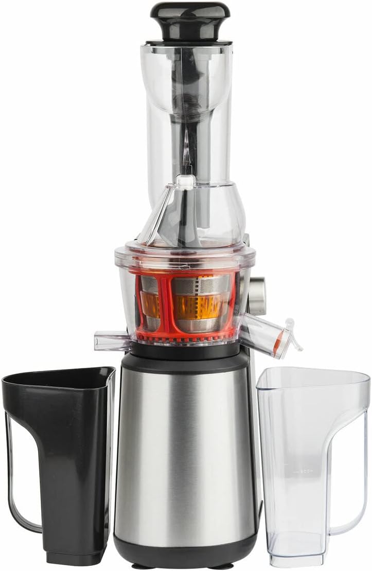 H.Koenig GSX12 Vertical Juice Extractor Stainless Steel Black, Fruit and Vegetable Juice, BPA Free, 82 mm Wide Mouth, Soft Pressure, 1 Litre, 400 W