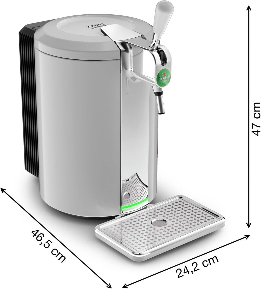 Krups Beertender Machine bière pression, Fûts de 5 L, Marques du groupe Heineken, Témoin lumineux, Température et mousse parfaites, Bière fraîche, Installation facile, Compact noire VB450E10