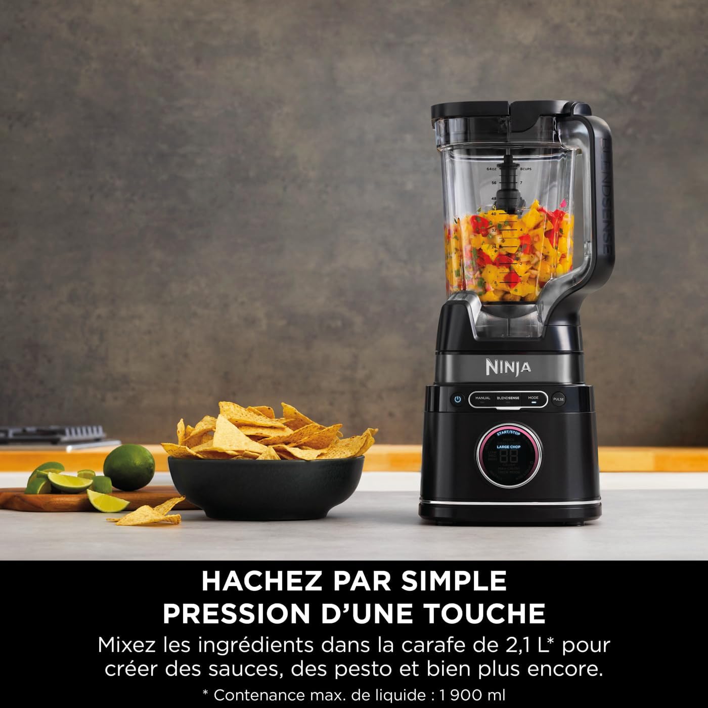 Ninja Detect Power Blender Processor Pro 3-in-1, Blender 1200W, Mixing Bowl, Blender Blade, Individual Cup, Container, Knead, Blender, Chopping & Mixing, Black, TB401EU
