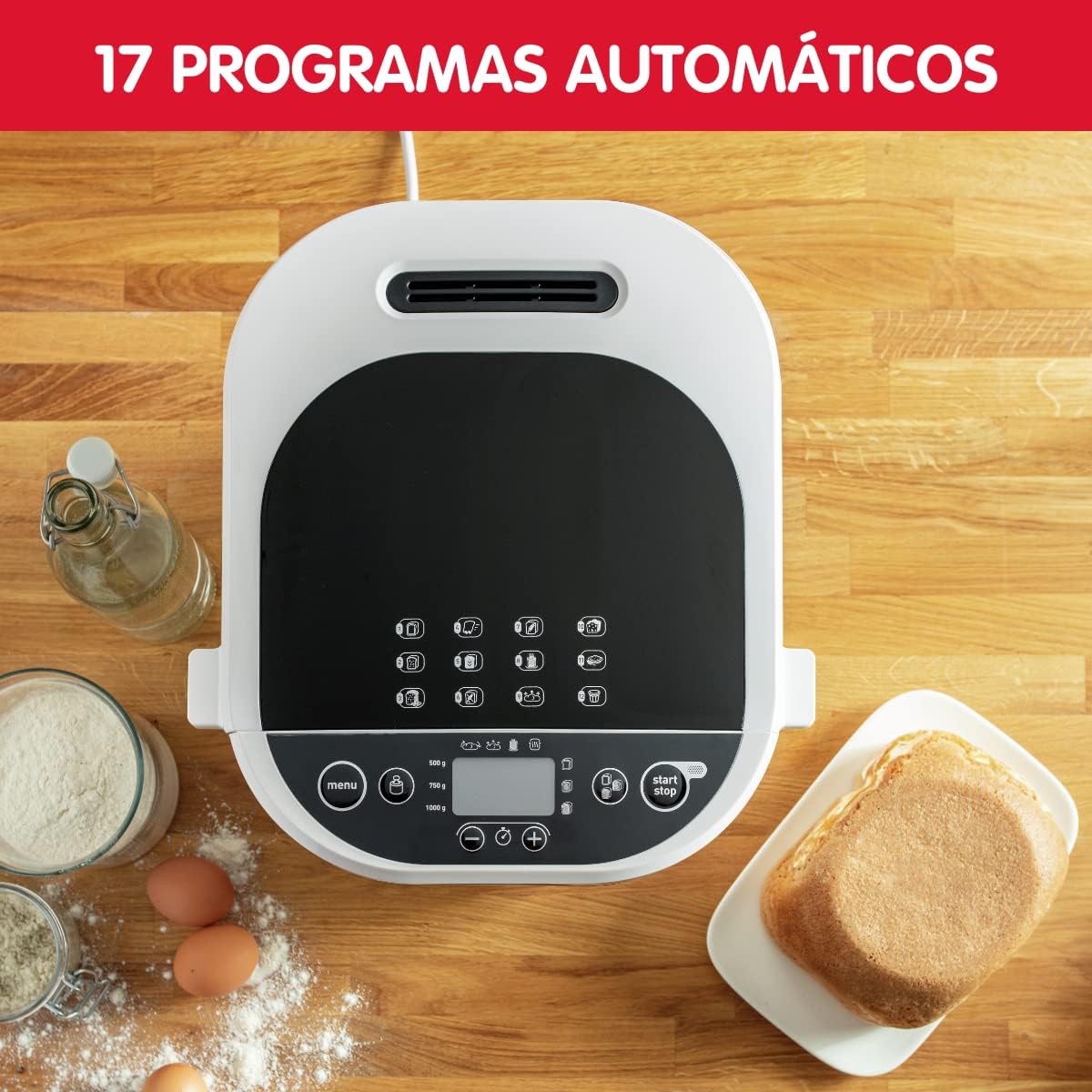 Moulinex OW220830 Bread Maker with 17 Programmes Plastic Black/Purple 31 x 29 x 29 cm
