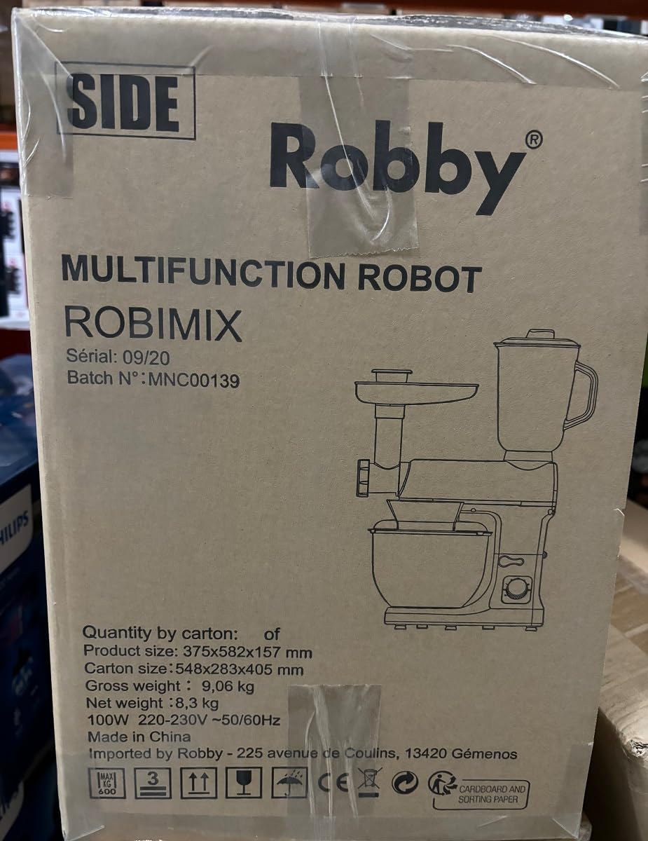 Robot Multifonctions 5l 1000w Noir Avec Hachoir Et Blender 1,5l En Verre - ROBIMIX NOIR