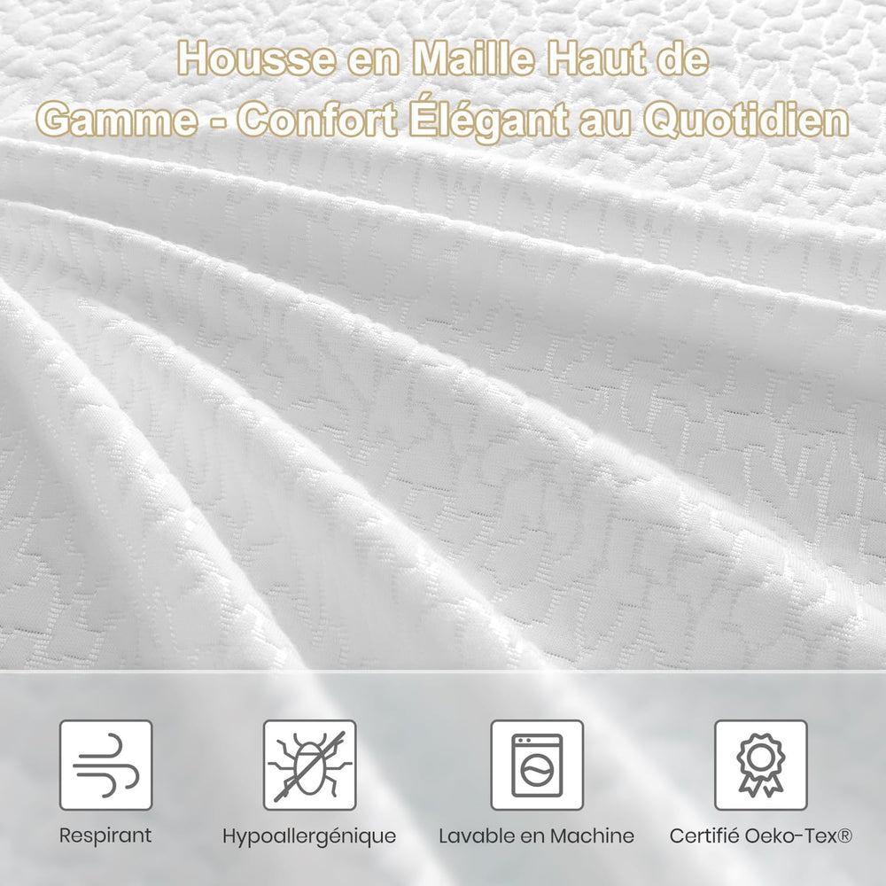 BedStory [Nouvelle Technologie] Surmatelas 160 x 200 à Mémoire de Forme de 7.5CM, Surmatelas de Haute Densité avec Gel Plus Respirant, Housse Amoivible et Lavable