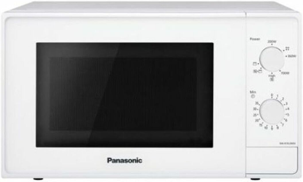 Panasonic NN-E20JWMEPG Microwave Oven with Glass Turntable, 20L, 800W, Defrost, 5 Power Levels, Timer, White