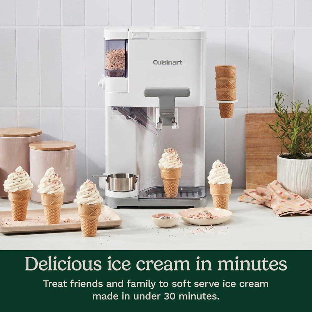 Cuisinart Sorbetière | machine à crème glacée, yaourt glacé, gelato, sorbet, sans produits laitiers | Distributeur de garniture | facile à utiliser | 1.42L fait 6 portions | Prêt en 20mins | ICE48U