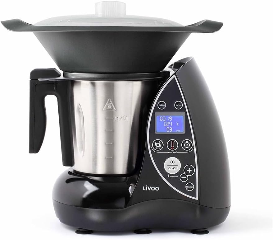Livoo - Robot culinaire chauffant DOP142G - 12 fonctions, 3L, 12 niveaux de puissance, minuterie 60 min, 20°C à 120°C