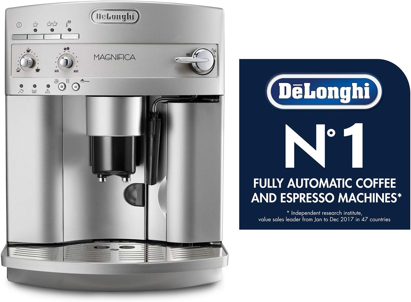 De'Longhi Magnifica Evo Automatic Espresso & Coffee Machine with Manual Milk Frother, Built-in Grinder & Auto-Clean Function - For Latte, Cappuccino, Americano, Iced Coffee, ECAM29043SB