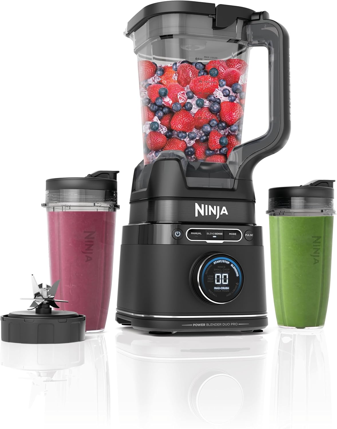 Ninja Detect Power Blender Processor Pro 3-in-1, Blender 1200W, Mixing Bowl, Blender Blade, Individual Cup, Container, Knead, Blender, Chopping & Mixing, Black, TB401EU