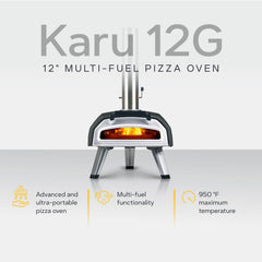 Ooni Karu 2 four à pizza multi-combustibles pour l'extérieur Four à pizza portable au bois et au gaz Pizzeria pour l'extérieur Four à pizza pour des pizzas authentiques cuites à la pierre