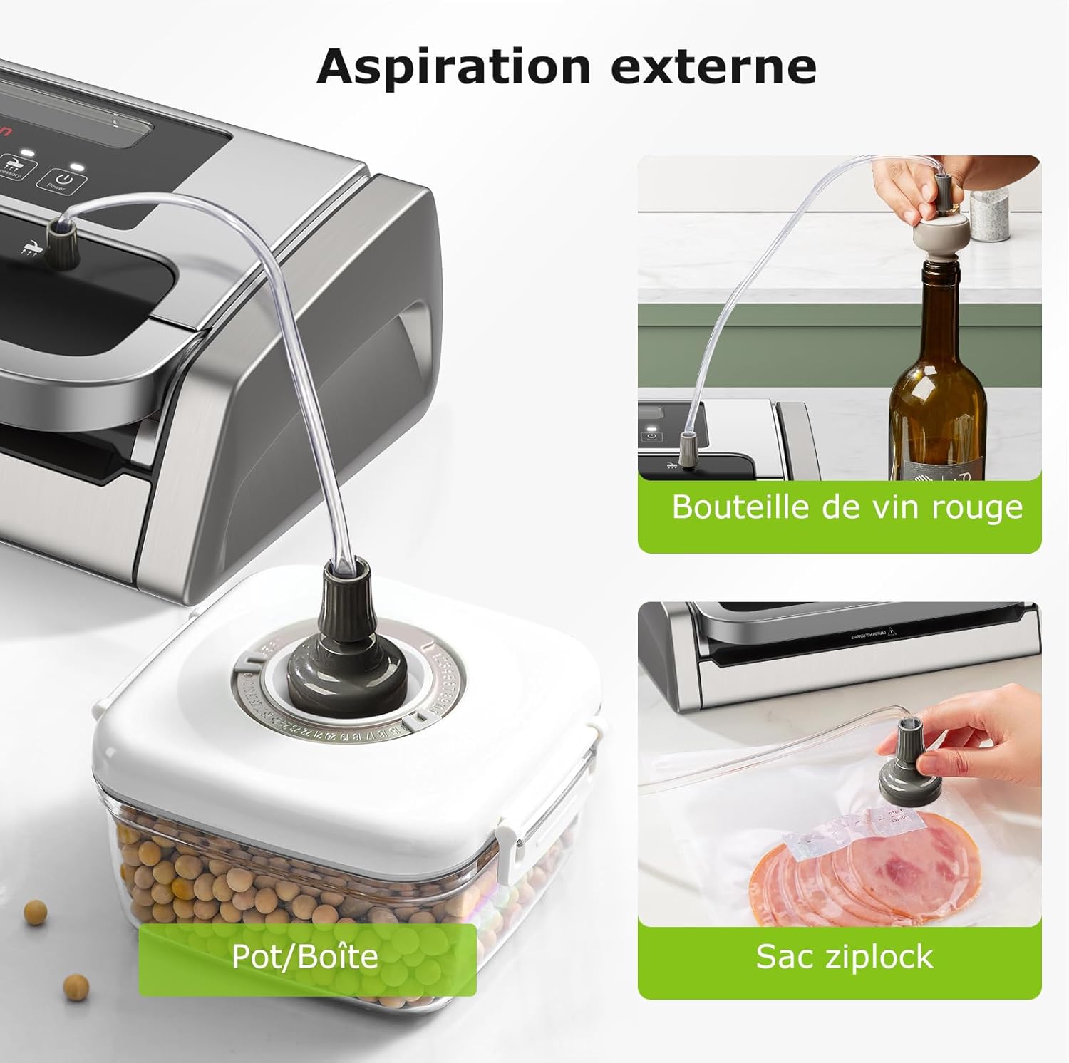 Bonsenkitchen Powerful and Quiet Food Vacuum Sealer with Globefish Technology for Continuous Work, Locked Handle Design, Integrated Cutter, 2 Rolls of Bags Included