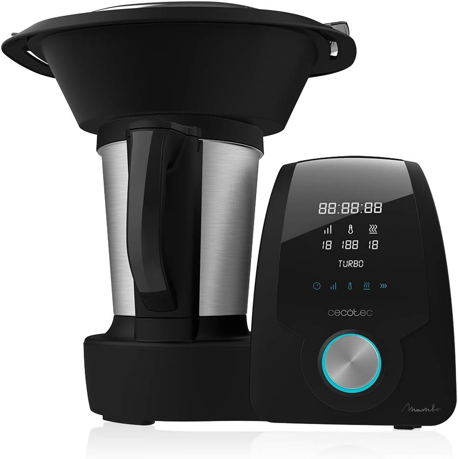 Cecotec Robot de Cuisine Mambo Black. 23 Fonctions, 10 Niveaux de Température, 1700W, 2,5 kg de Pâte, Cruche de 3,3L, 10 Vitesses, Minuterie, Température Réglable de 37 °C à 120 °C