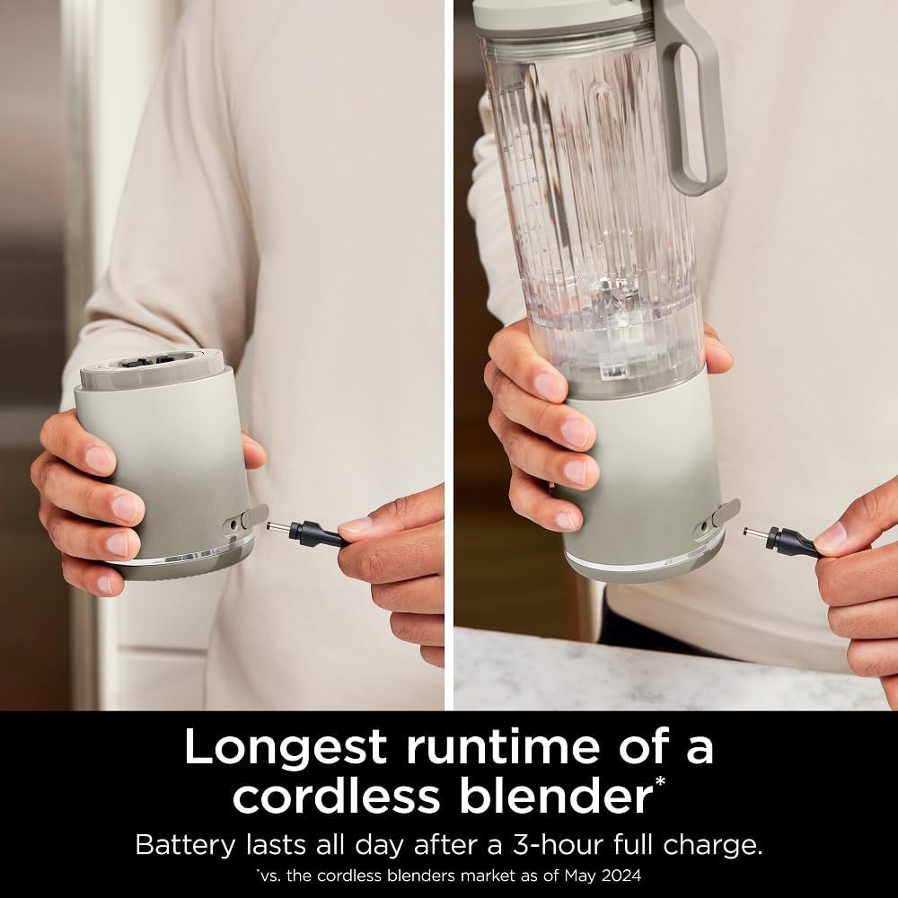 Ninja Blast Max, Portable Blender + Twist & Go, Personal Smoothie, Blend, Ice Crush, 3 Programs, Cordless, 22 oz removable Vessel, Dishwasher Safe, Leakproof, Navy, BC251NV