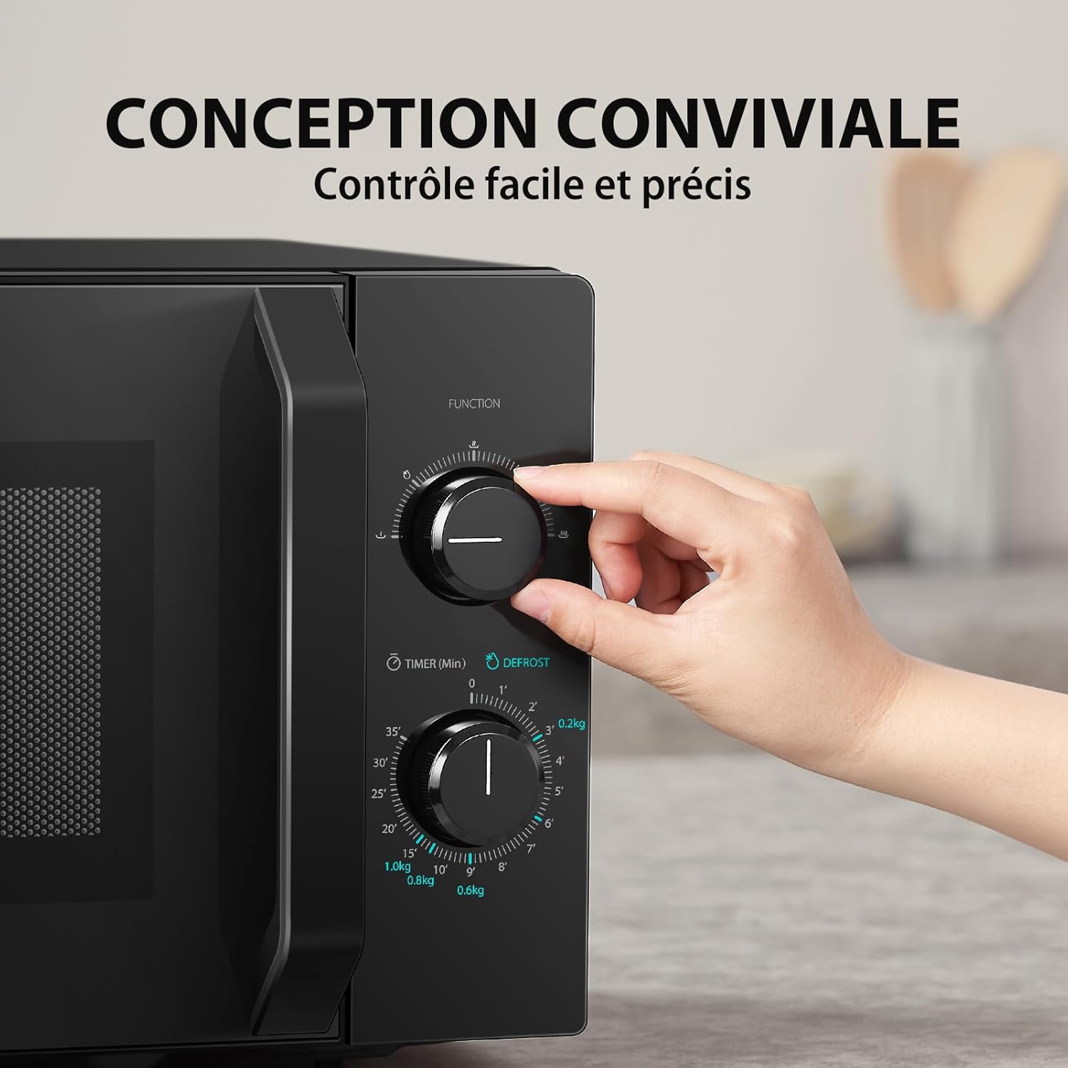Toshiba Micro-ondes 20L MW2-MM20P(BK), Micro-ondes sur Pied, 800W, 5 Niveaux de Puissance, avec Décongélation Facile, éclairage LED à l'intérieur, Noir