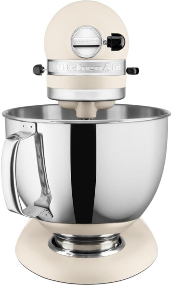 KitchenAid Robot Pâtissier I Artisan I Robot cuisine multifonctions à tête inclinable I Avec 4 accessoires I Bol de 4,8L | Crème
