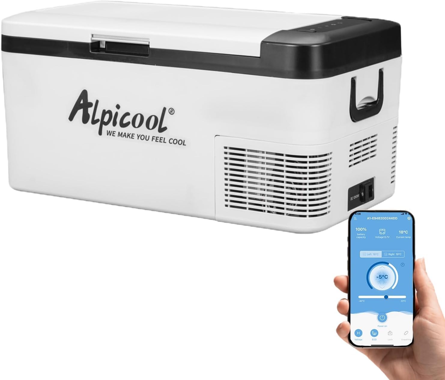 Alpicool LGMP8 8L Glaciere Portable Réfrigérateur Voiture Camping Congélateur 12/24V Mini Frigo pour Maison, Bureau ou Pique-Nique en Plein Air/ -20 à 20℃(Batterie Non Incluse)