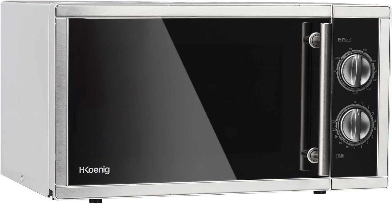H.Koenig Micro-Ondes Four Grill 2 en 1 VIO9, 25L, Plateau tournant 27cm, 10 modes de cuisson jusqu’à 1000W, Décongélation, Cuisson combinée, écran LCD [Classe énergétique A+]