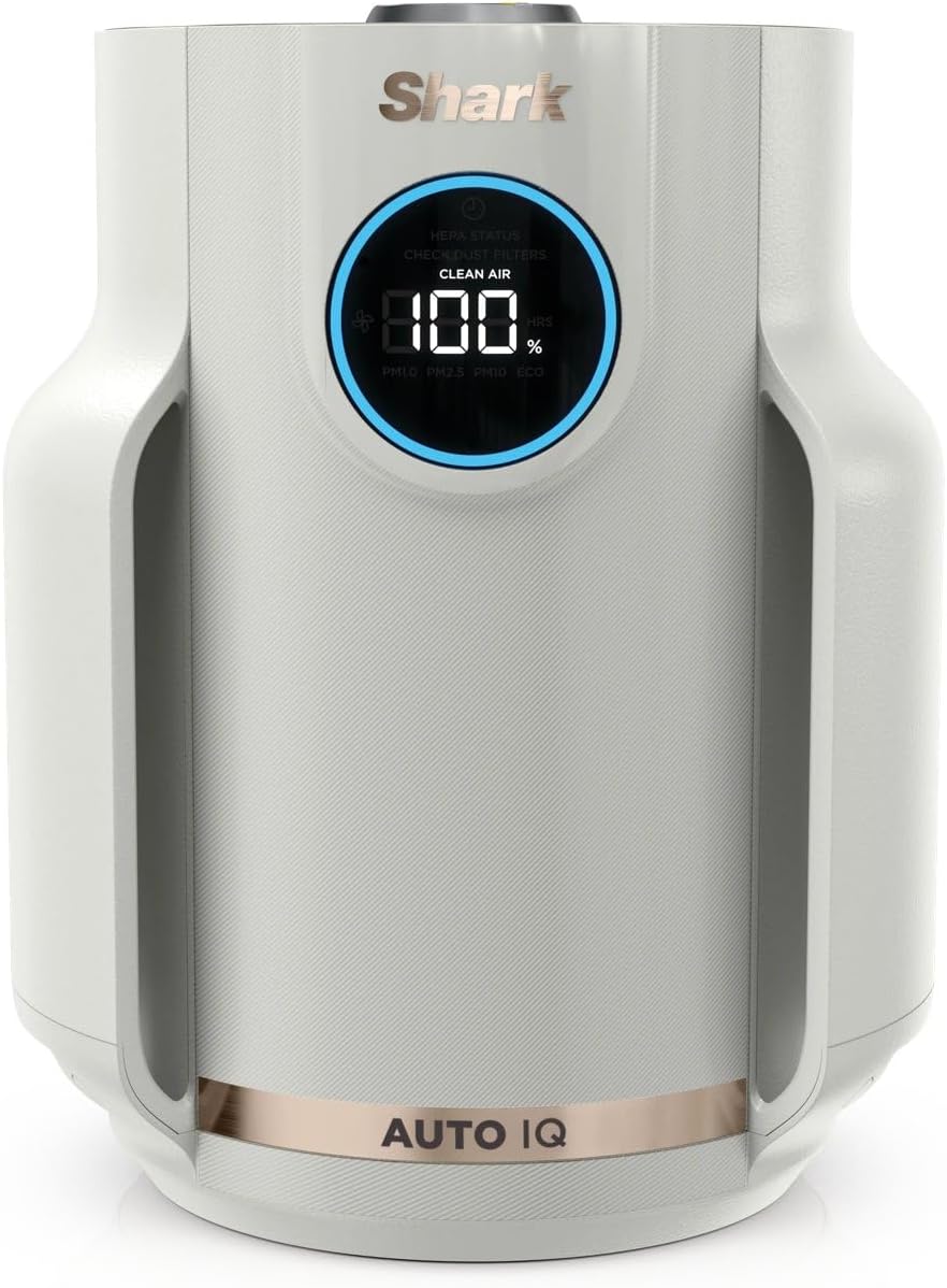 Shark NeverChange jusqu'à 5 ans Purificateur d'air MAX intérieur, Couvre 130m², Filtre HEPA 5 ans, Capture 99,97% allergènes, Mode automatique, Silencieux, LED, Blanc HP300EU