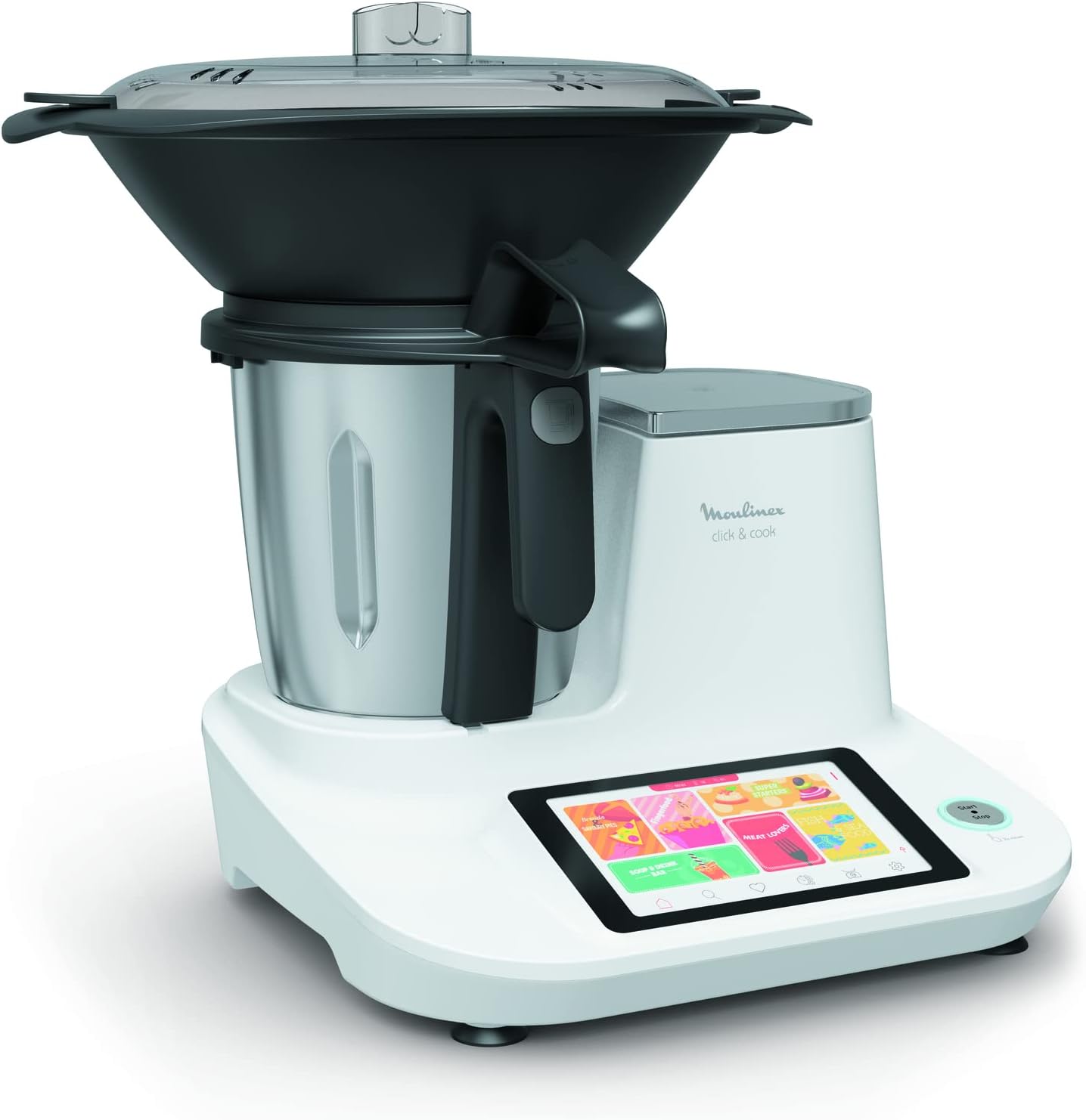 Moulinex Clickchef Compact Multi-Function Cooker, 3.6 L, 1400 W, 5 Programs, 32 Functions, Built-in Kitchen Scale, Steamer, Mixer HF456810 [Control Screen]