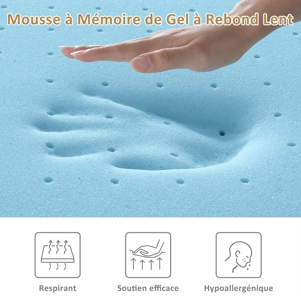 BedStory [Nouvelle Technologie] Surmatelas 160 x 200 à Mémoire de Forme de 7.5CM, Surmatelas de Haute Densité avec Gel Plus Respirant, Housse Amoivible et Lavable