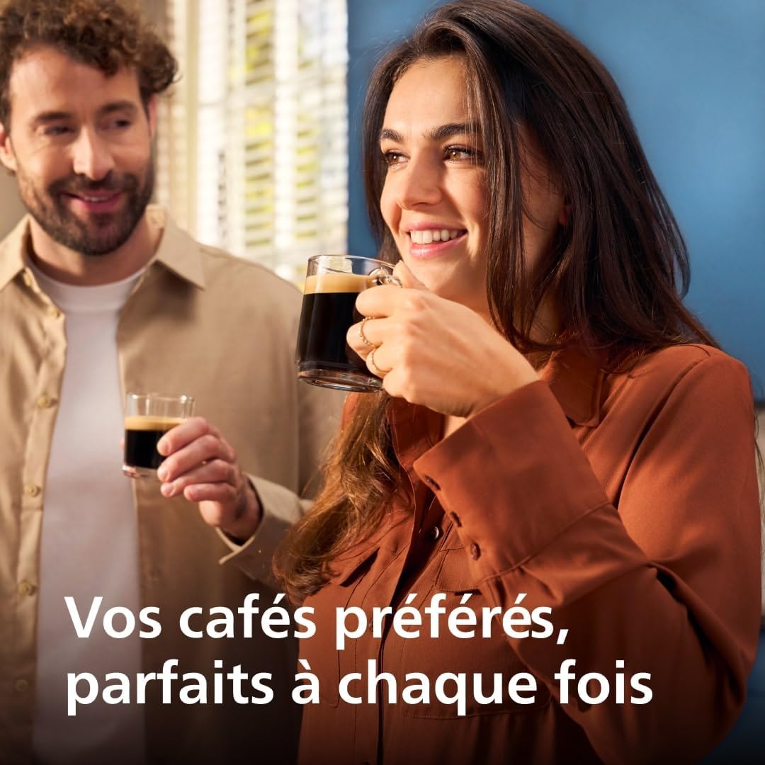Philips Série 2200 Machine Expresso Automatique - 2 Boissons, Mousseur à Lait Classique, Écran Tactile, Broyeur Céramique, Aroma Seal, Noir Mat (EP2220/10)