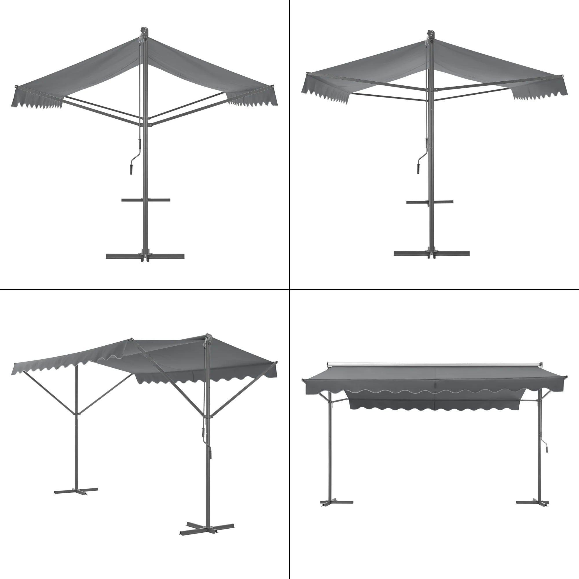 Store banne autoportant à double pente 400 x 300 x 260 cm gris foncé 03_0008294