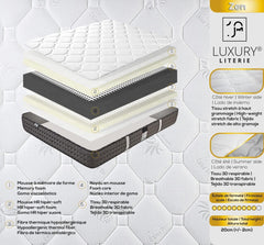 Luxury Literie | Zen Mattress 140 x 190 | Memory Foam Optimal Adaptability | HR Foam System | 10 Comfort Zones | 20 cm (+/- 2 cm) | All Sizes