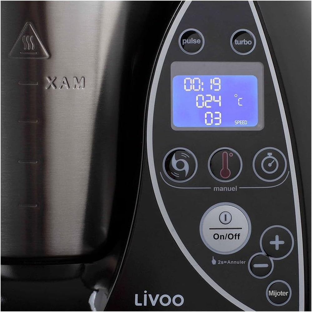 Livoo - Robot culinaire chauffant DOP142G - 12 fonctions, 3L, 12 niveaux de puissance, minuterie 60 min, 20°C à 120°C