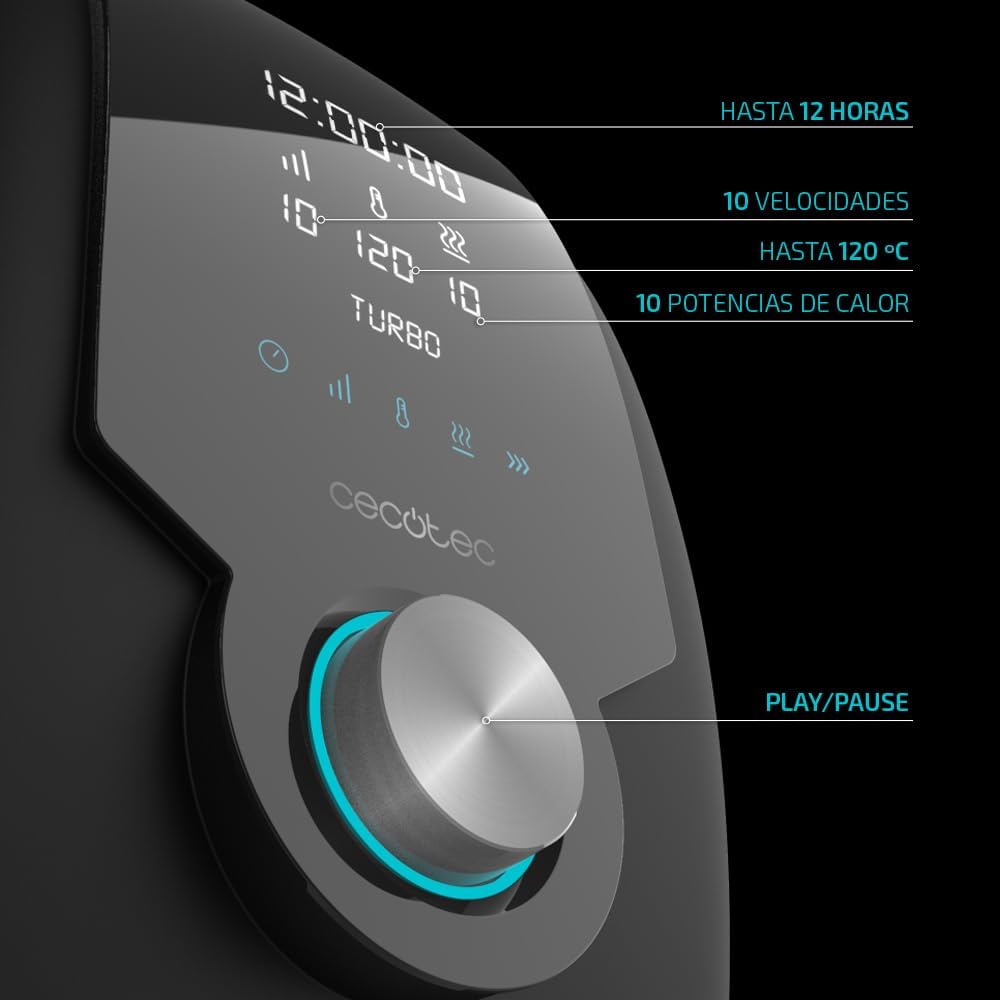 Cecotec Robot de Cuisine Mambo Black. 23 Fonctions, 10 Niveaux de Température, 1700W, 2,5 kg de Pâte, Cruche de 3,3L, 10 Vitesses, Minuterie, Température Réglable de 37 °C à 120 °C