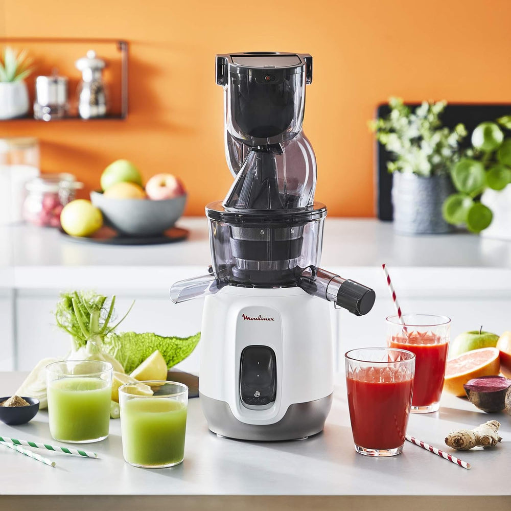 Moulinex Juice & Clean ZU420E10 Fruit and Vegetable Juice Extractor, Vitamin Juice, Press, 150 W, 42 to 83 RPM, Fresh Fruit Juice, Jam, Grout, Sorbet, Automatic Cleaning