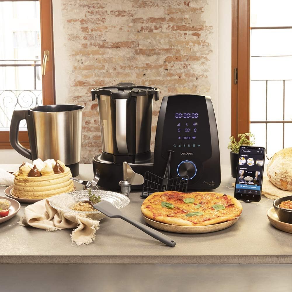 Cecotec Robot de Cuisine Mambo Black. 23 Fonctions, 10 Niveaux de Température, 1700W, 2,5 kg de Pâte, Cruche de 3,3L, 10 Vitesses, Minuterie, Température Réglable de 37 °C à 120 °C
