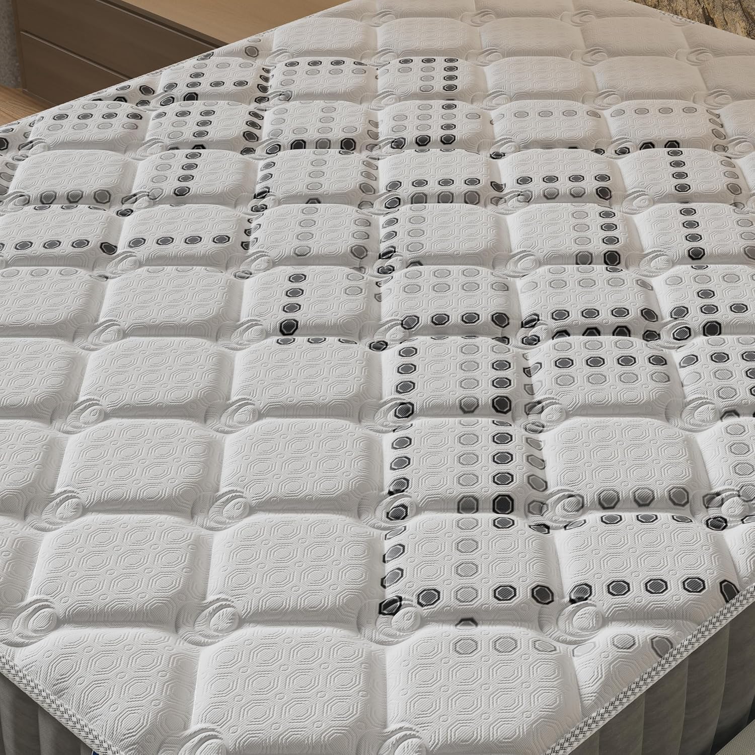 November- Matelas Eliha 120x190cm- Technologie Hybrid: Ressorts ensachés + Mousse HDensité-Épaisseur 20cm- Soutien Tonique & indépendance de Couchage- Label SANITIZED(Anti bactérien/acarien)