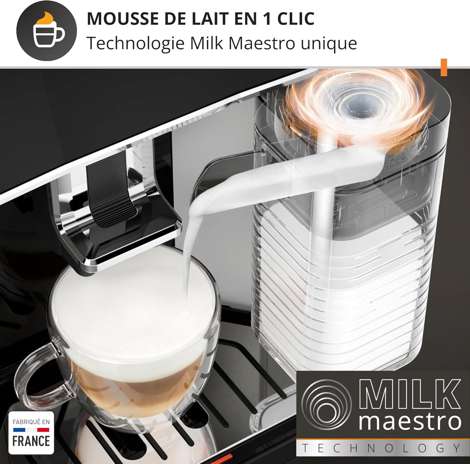 Krups Sensation C50, Machine à café grains, machine expresso, 5 boissons accès direct, Interface tactile, Facile à utiliser, Nettoyage automatique, Buse vapeur Cappuccino, Fabriqué en France EA910810