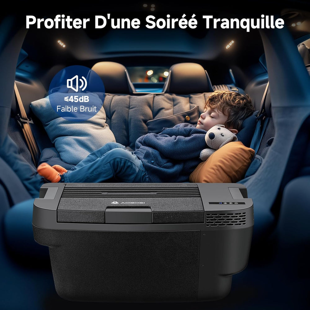 AAOBOSI 46 L Glaciere a Compression, Glaciere Electrique Double Zone, 12 V/24 V et 100-240 V Frigo Camping, -20 ℃ à 20 ℃, pour Voiture, Camion, Bateau, Camping-Car