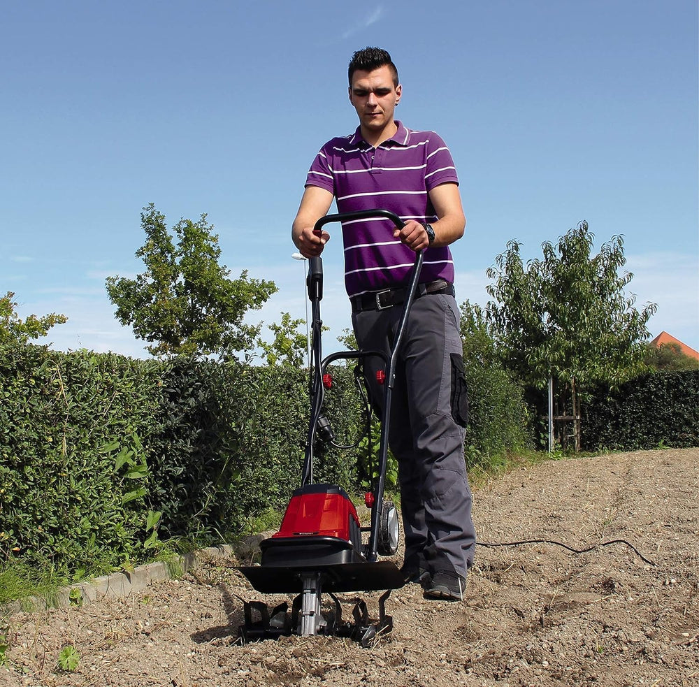Einhell Motobineuse électrique GC-RT 1545 M (puissance de 1 500 W, moteur série, interrupteur de sécurité 2 points, débrayage anti-surcharge, guidon repliable, fraises de binage robustes)