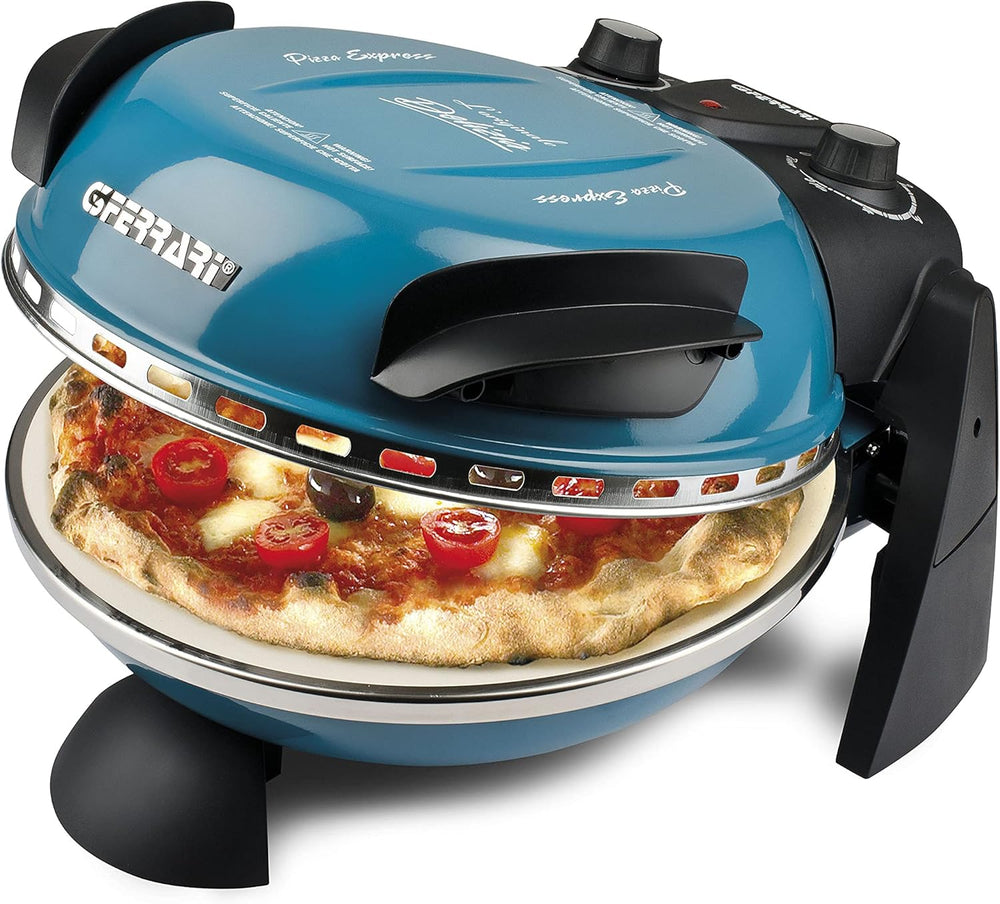 G3 Ferrari G10006 Pizza Express Delizia, 1200 W Pizza Oven, Adjustable Thermostat up to 400°C, Cooks Tasty Pizza in 5 Minutes, Double Resistance, Recipe Book and Spatulas Included - Black