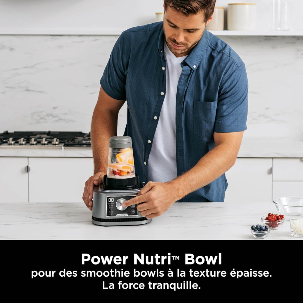 Ninja Foodi Power Nutri Blender 3-in-1 Blender for Smoothie Bowls, Thick Spreads and Iced Drinks, Automatic Programs, 2.1 L, 700 ml and 400 ml, 1200 W, Silver CB350EU