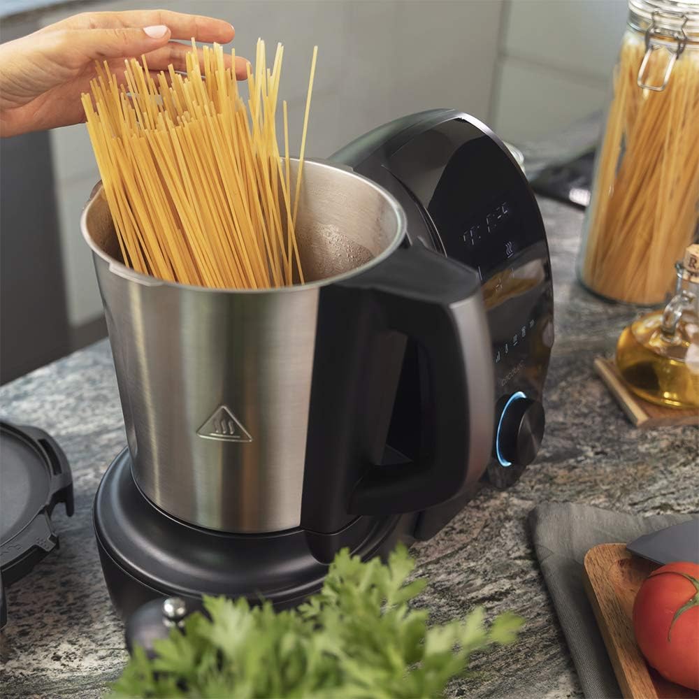 Cecotec Robot de Cuisine Mambo Black. 23 Fonctions, 10 Niveaux de Température, 1700W, 2,5 kg de Pâte, Cruche de 3,3L, 10 Vitesses, Minuterie, Température Réglable de 37 °C à 120 °C