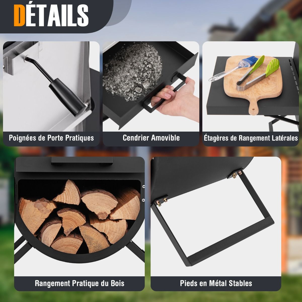 Four  Pizza au Feu de Bois d'Extrieur Housse en Tissu Oxford Pierre  Pizza de 31 cm Pelle  Pizza Grille de Cuisson -