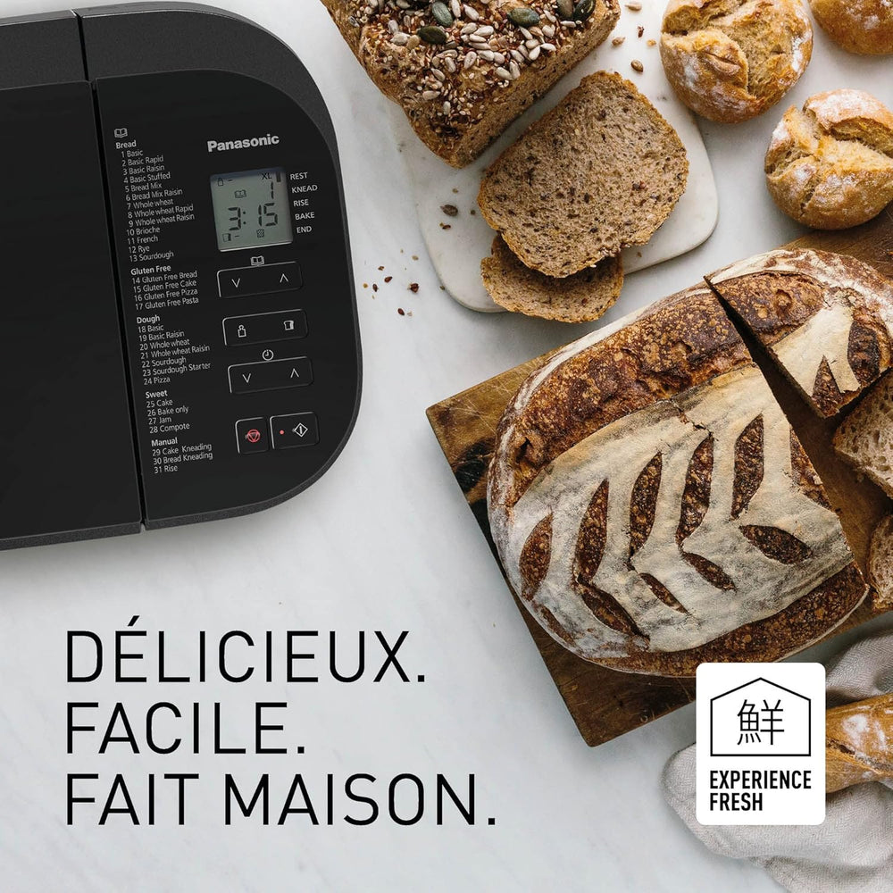 Panasonic SD-YR2550SXE Automatic Bread Maker, Raisin, Nut and Yeast Dispensers, 31 Auto Programs, Dual Temperature Sensor, 13 Hour Digital Timer, LCD Display, Silver