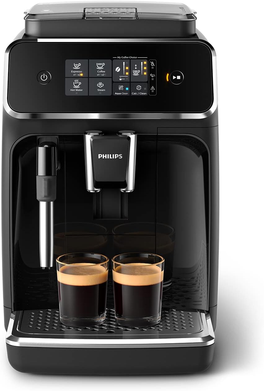 Philips Series 2200 Espresso Machine - Coffee Bean - LatteGo Milk Frother, 3 Coffee Specialties, Intuitive Touch Screen, Glossy Black (EP2231/40)